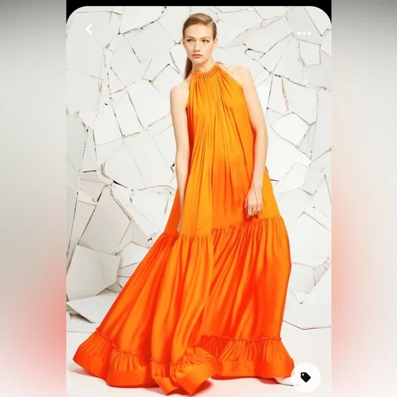 Stella McCartney Silk Dress Gown orange vibes Oscar - Picture 1 of 7